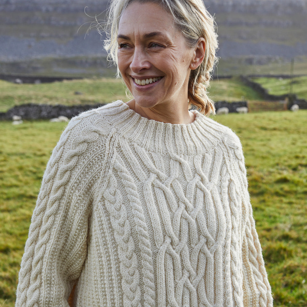 Debbie Bliss Cabled Raglan Sweater Knitting Pattern