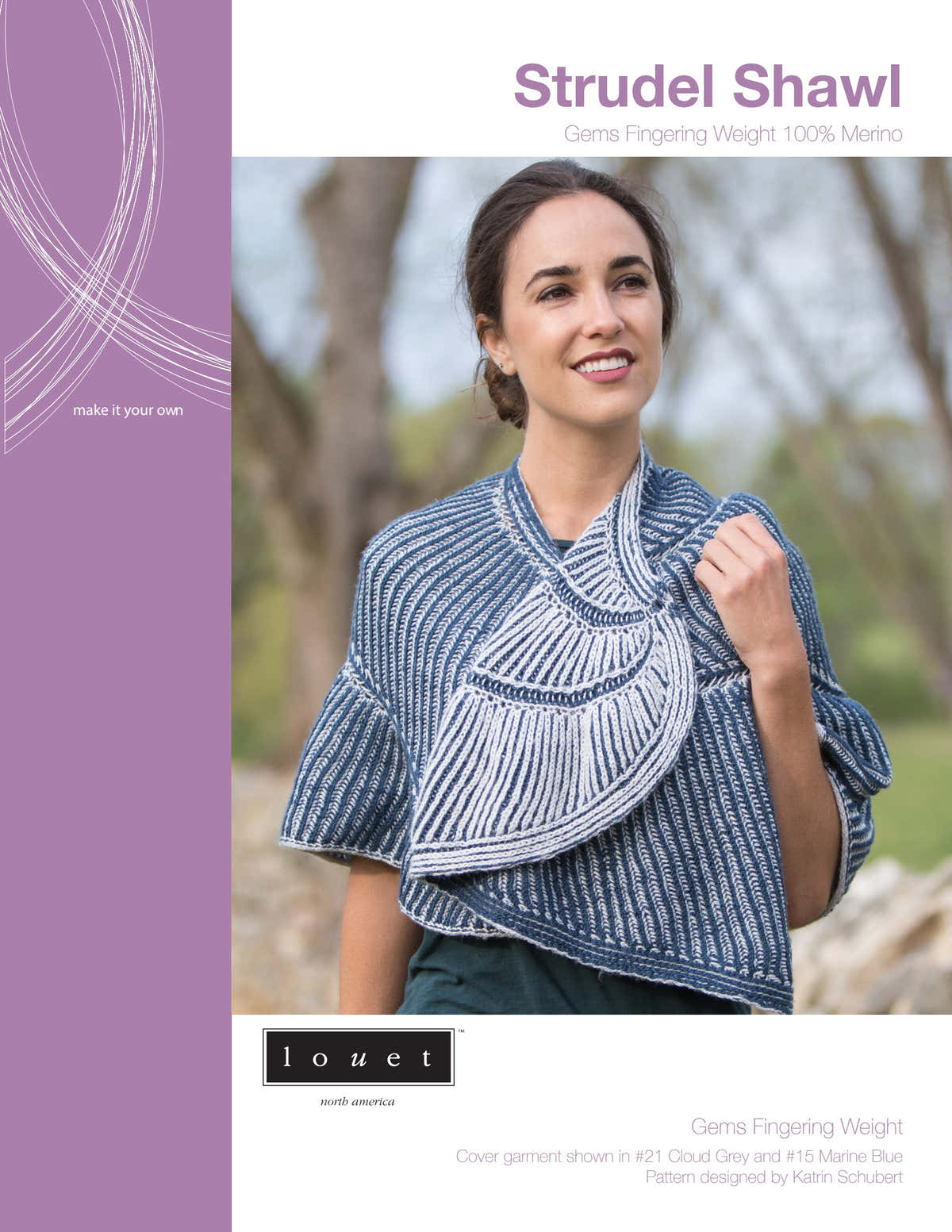 Louet Strudel Shawl Wrap Knitting Pattern