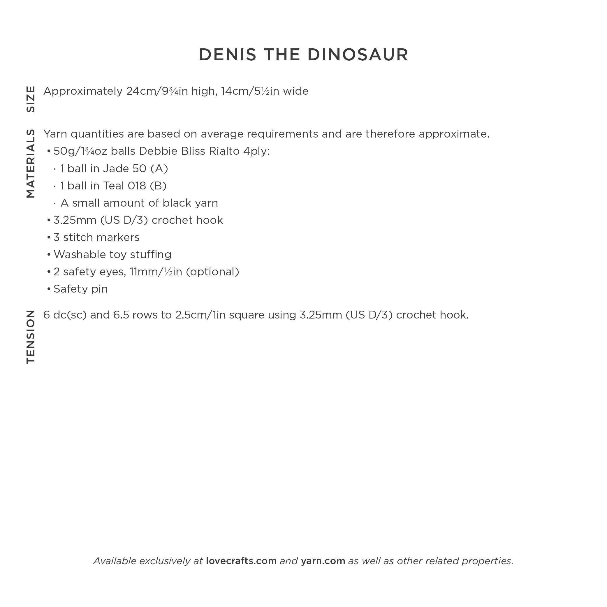 Debbie Bliss Denis the Dinosaur Crochet Pattern