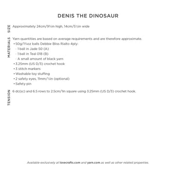 Debbie Bliss Denis the Dinosaur Crochet Pattern