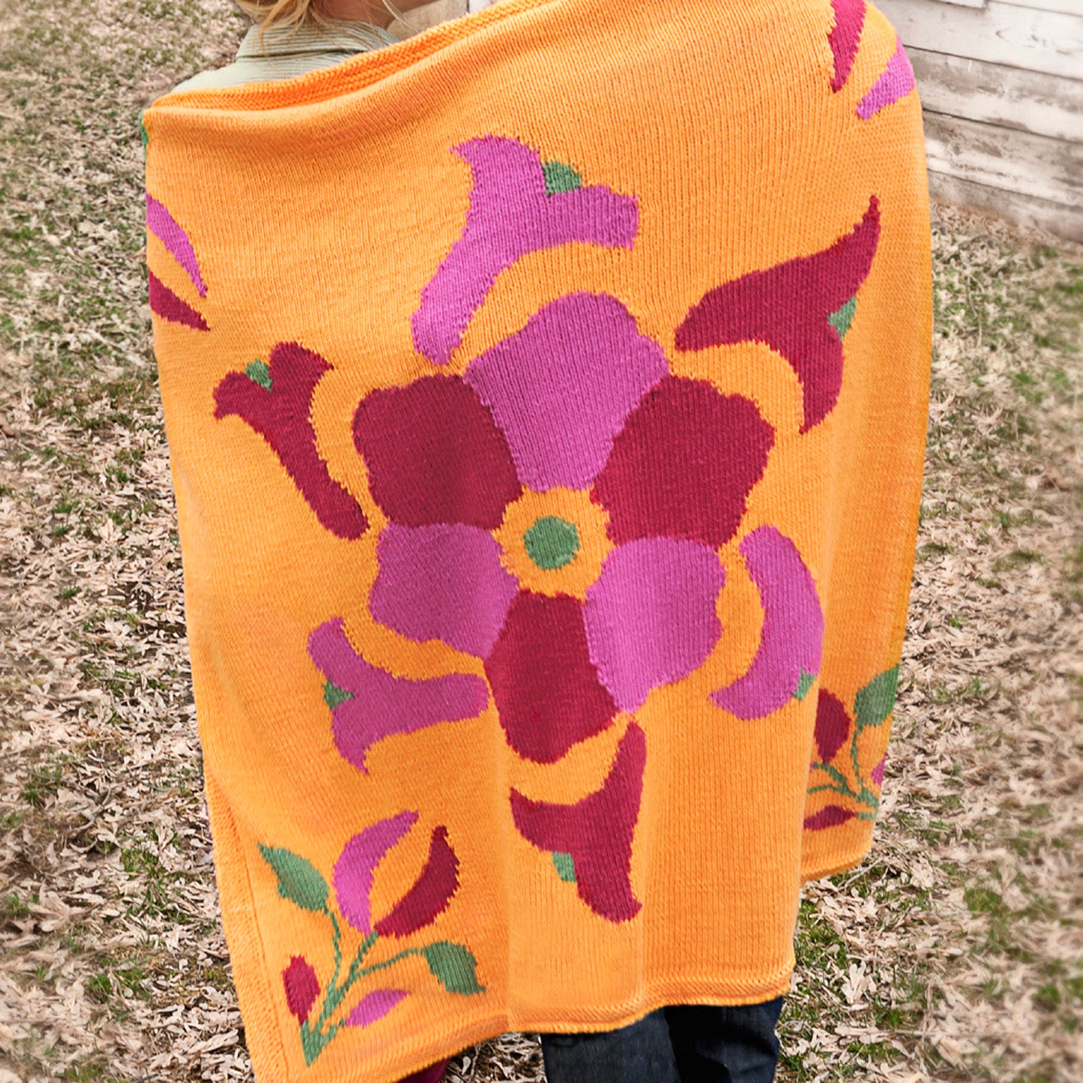 9512 Flower Power Throw Blanket Knitting Pattern