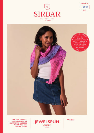 Gradient Crochet Shawl in Sirdar Jewelspun Ombre - 10927 PDF