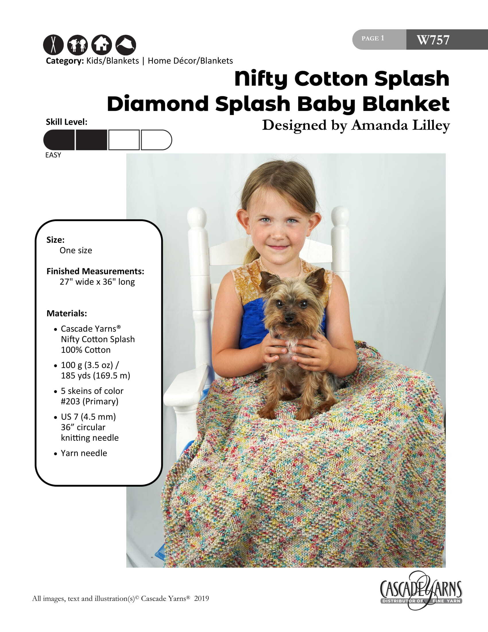 Cascade Yarns Diamond Splash Baby Blanket Knitting Pattern