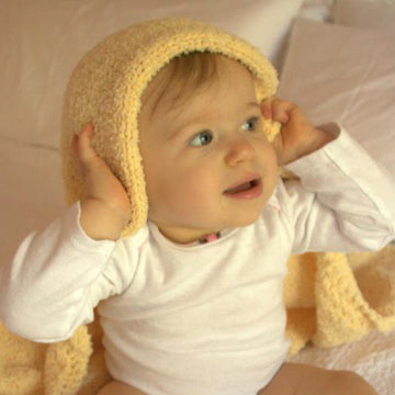 Lamb Ears Hooded Baby Blanket Knitting Pattern