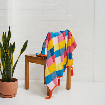 Paintbox Yarns Check Me Out Bed Throw Knitting Pattern