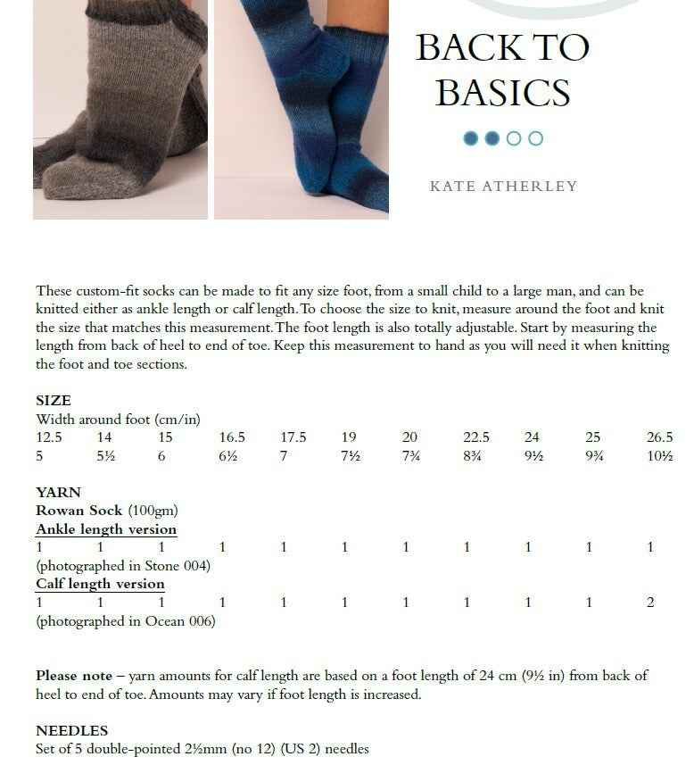 Rowan Designer Socks Knitting Pattern