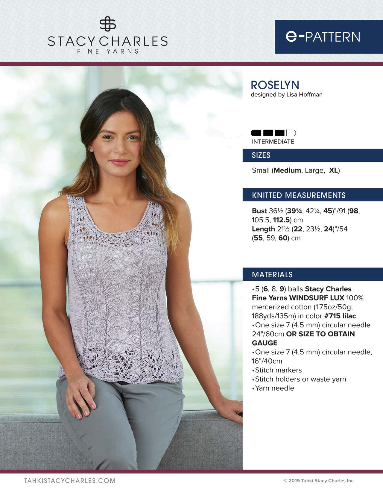 Stacy Charles Fine Yarns Roselyn Jumper Knitting Pattern