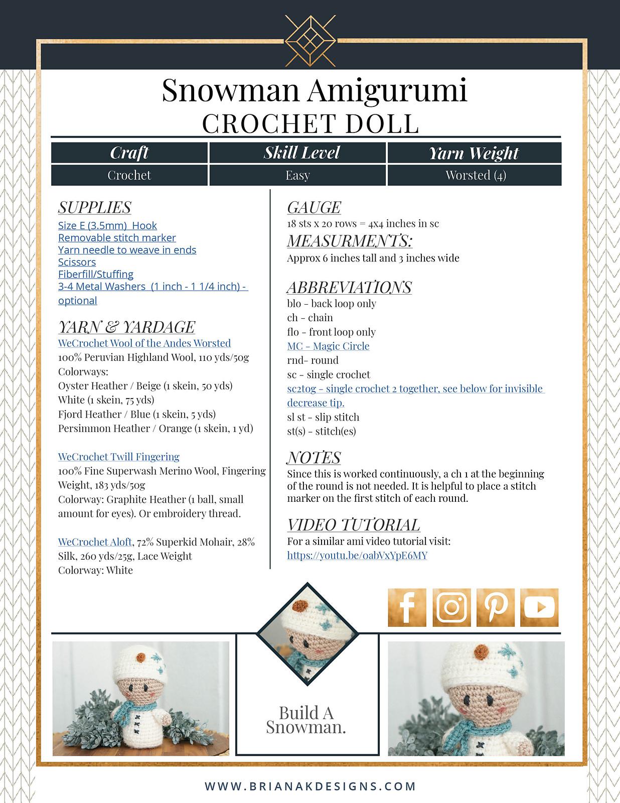 Snowman Amigurumi Doll