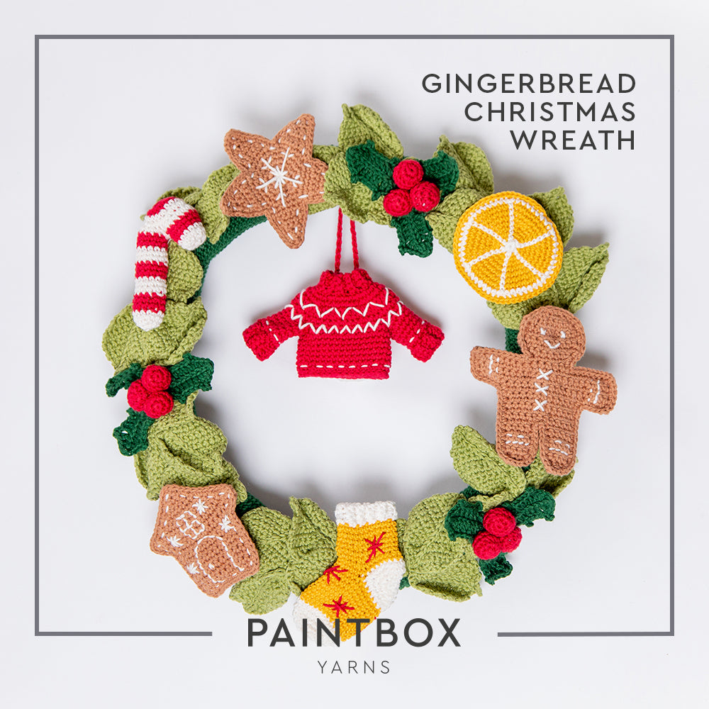 Paintbox Yarns Gingerbread Christmas Wreath Crochet Pattern