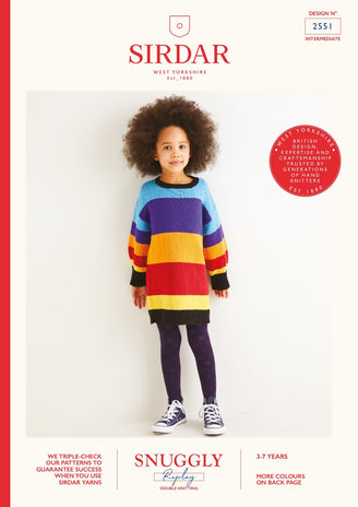 Sirdar Kids Striped Colourblock Dress Knitting Pattern