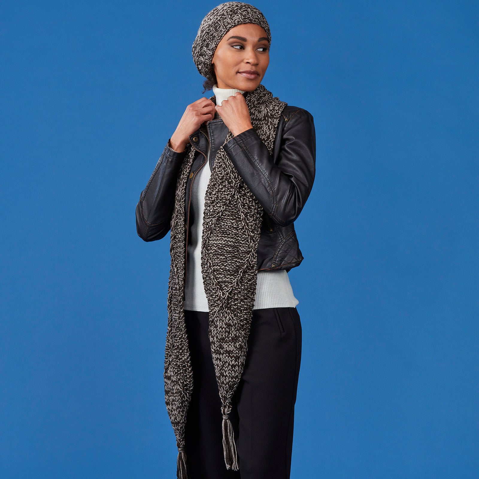 Tahki Yarns Hazelton Scarf & Hat Knitting Pattern