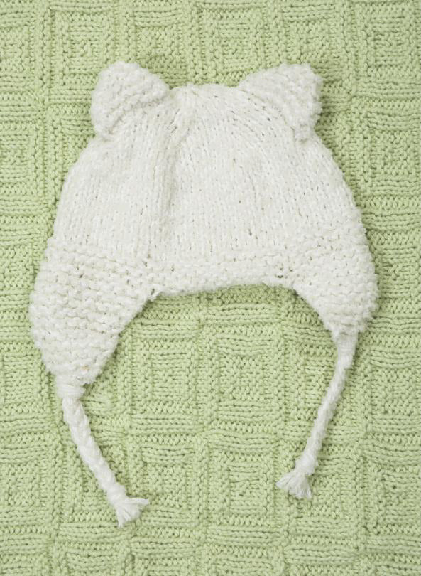 Cat Hat with Earflaps in Plymouth Yarn Daisy - 2249 - PDF