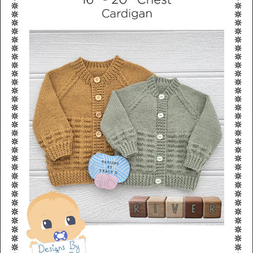 River Baby cardigan knitting pattern 0-9/12mths approx