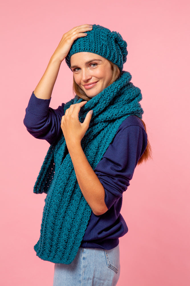Paintbox Yarns Cinnamon Swirl Hat and Scarf Set Crochet