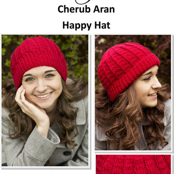 Happy Hat in Cascade Cherub Aran - A209 - Free PDF