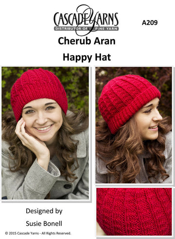 Happy Hat in Cascade Cherub Aran - A209 - Free PDF