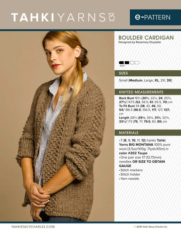 Tahki Yarns Boulder Cardigan Knitting Pattern