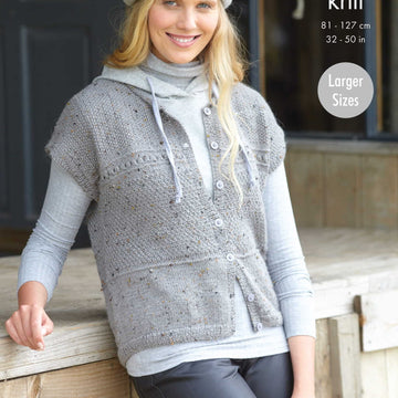 Ladies Round Neck Cardigan & Waistcoat in King Cole Homespun DK