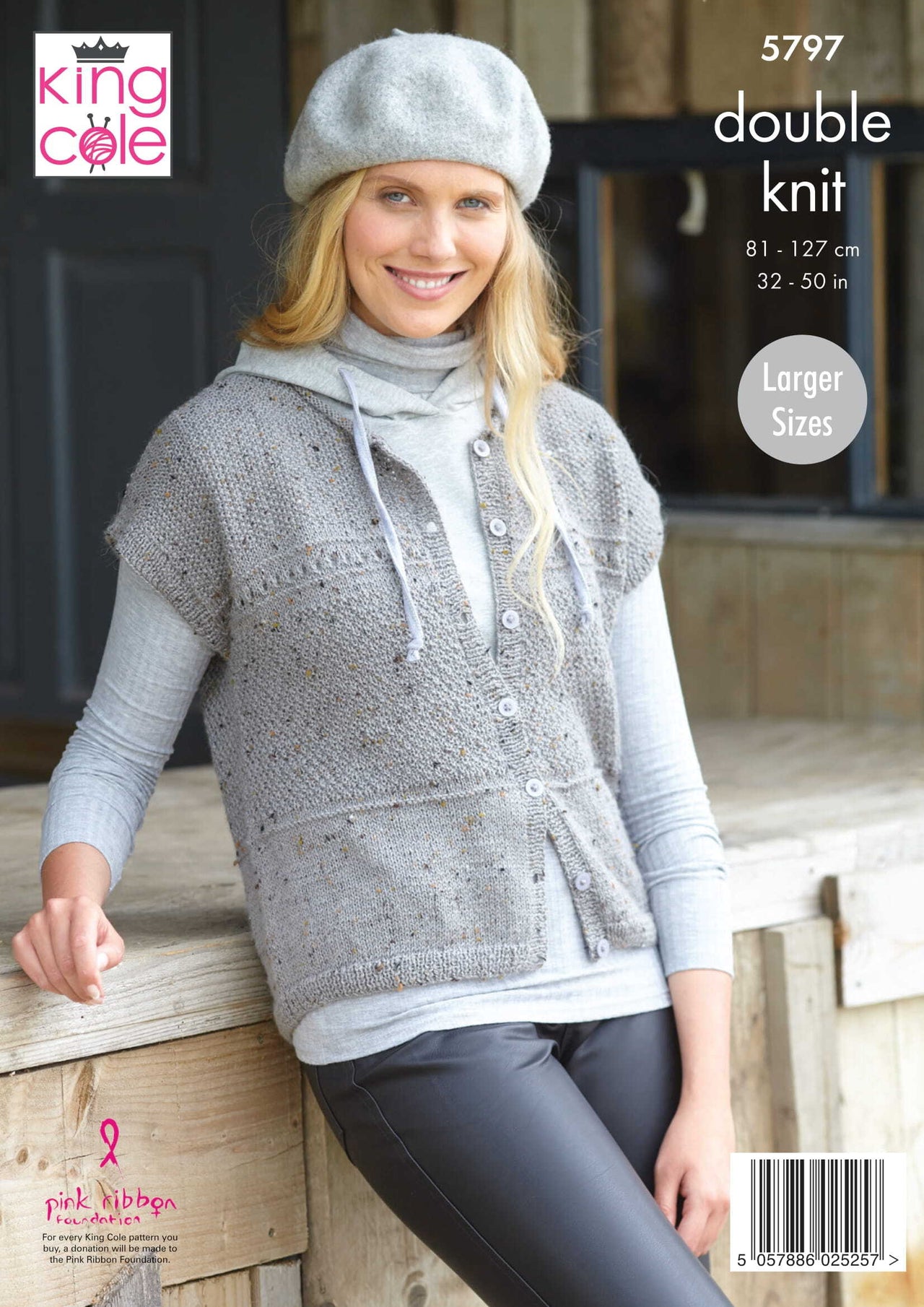 Ladies Round Neck Cardigan & Waistcoat in King Cole Homespun DK