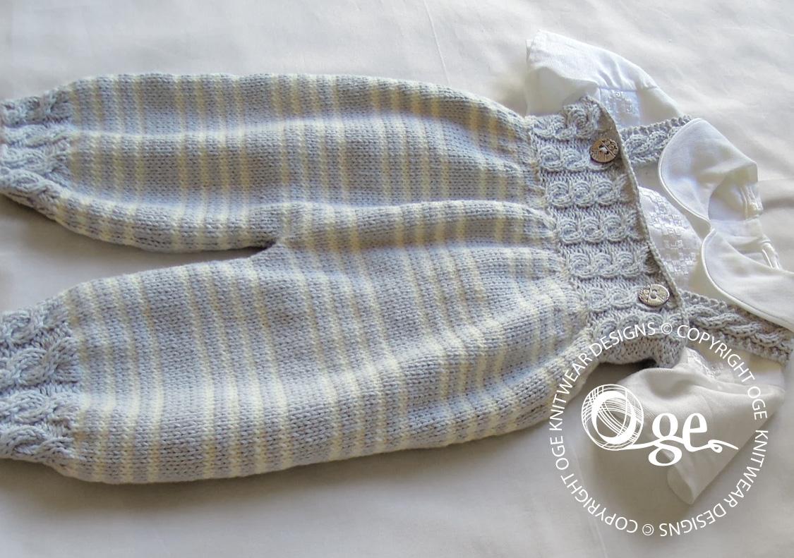 Baby Overalls with detailed cabled bodice and matching sweater - P037