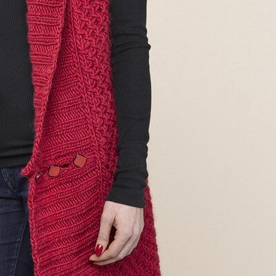 Valley Yarns 40th Anniversary Long Collared Vest Knitting Pattern
