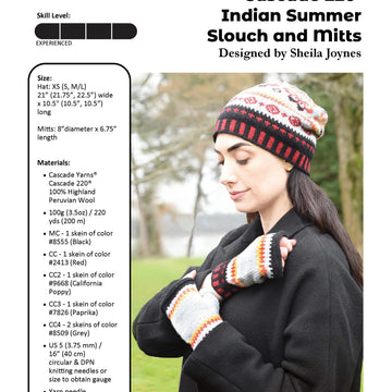 Indian Summer Slouch and Mitts Hat Knitting Pattern