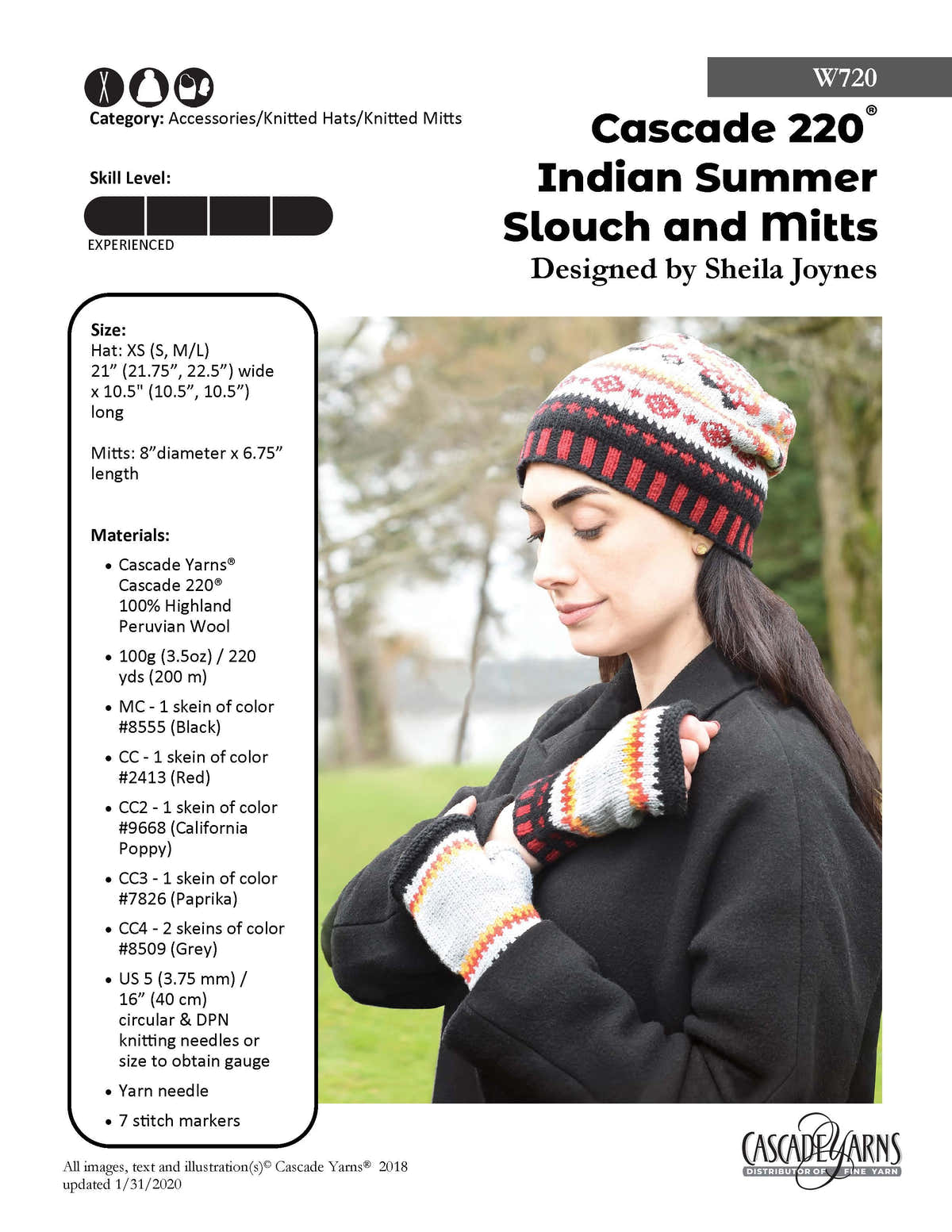 Indian Summer Slouch and Mitts Hat Knitting Pattern