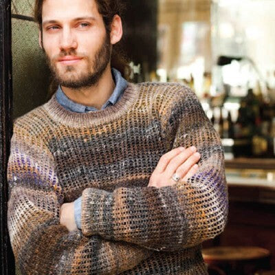 Noro Mans Ribbed Sweater Jumper Knitting Pattern