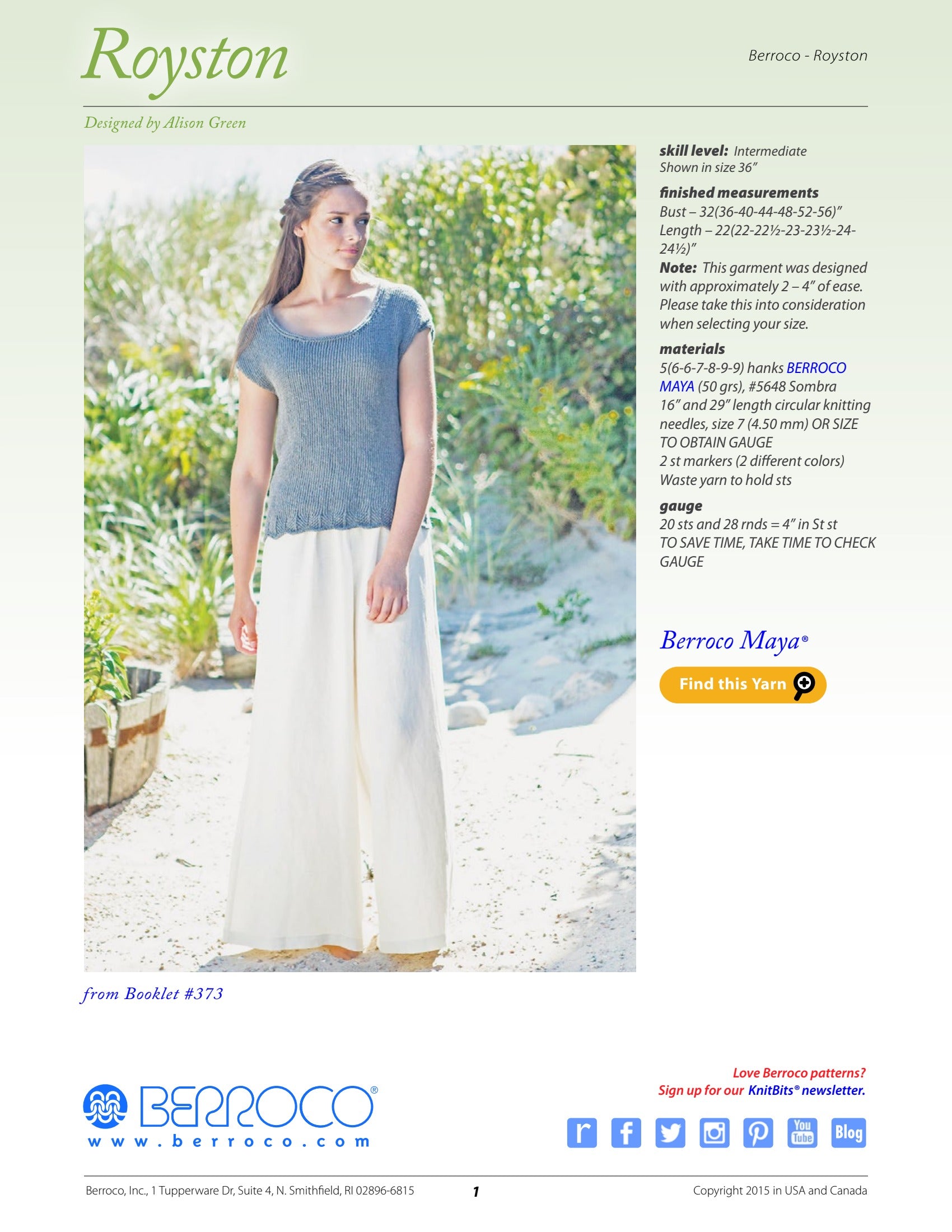 Berroco Royston Jumper Knitting Pattern