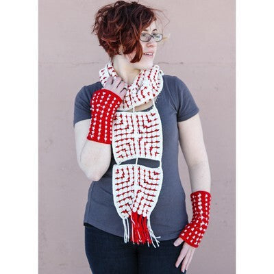 Valley Yarns Nordic Tiles Scarf & Fingerless Mitts Crochet Pattern