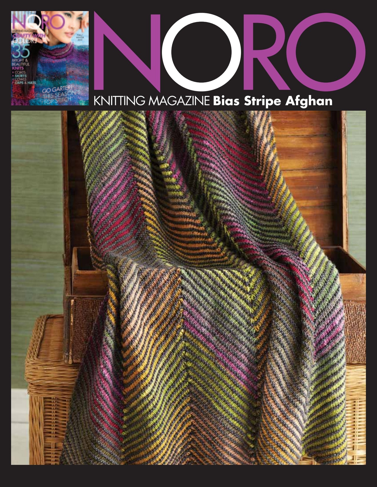 Noro Bias Stripe Afghan Blanket Knitting Pattern