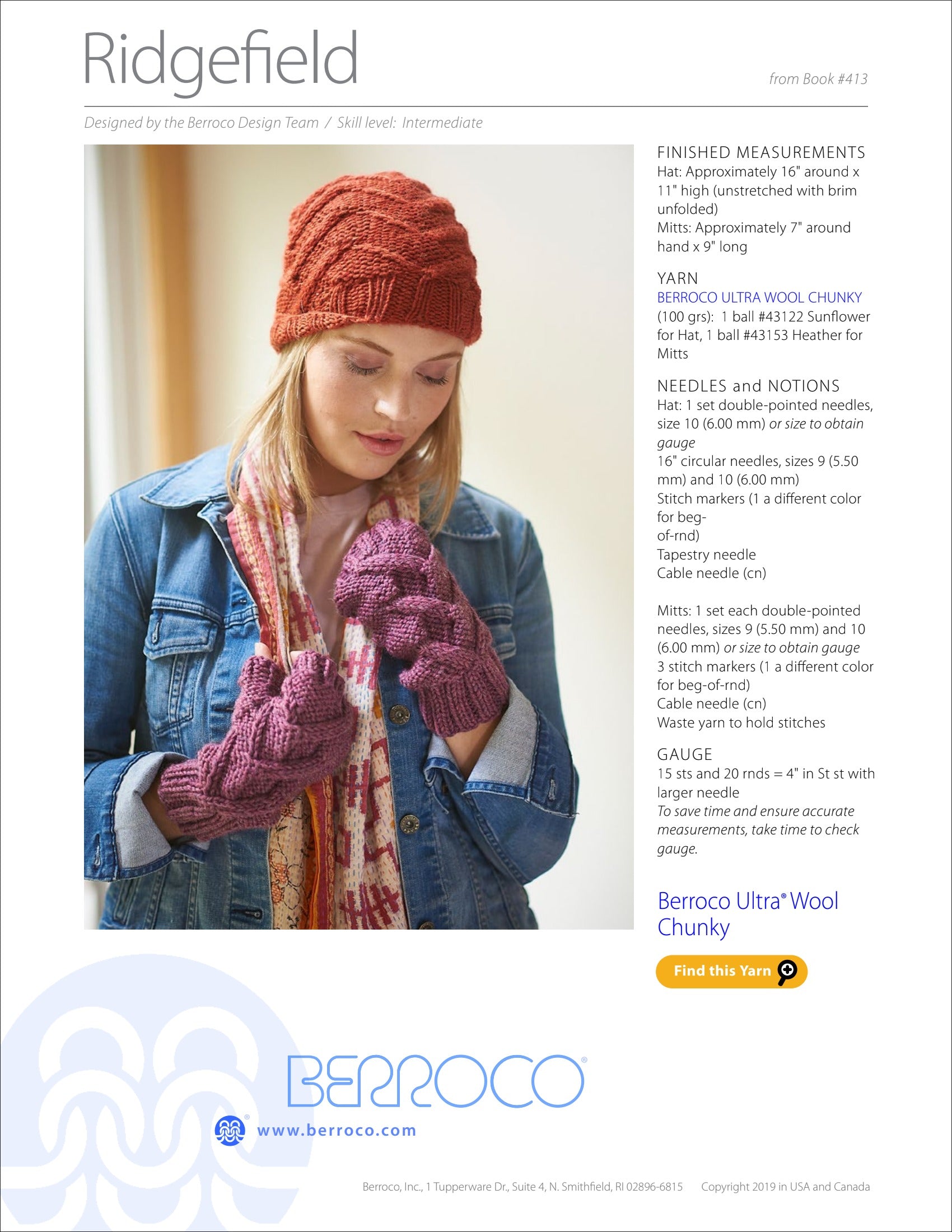 Berroco Ridgefield Gloves Knitting Pattern
