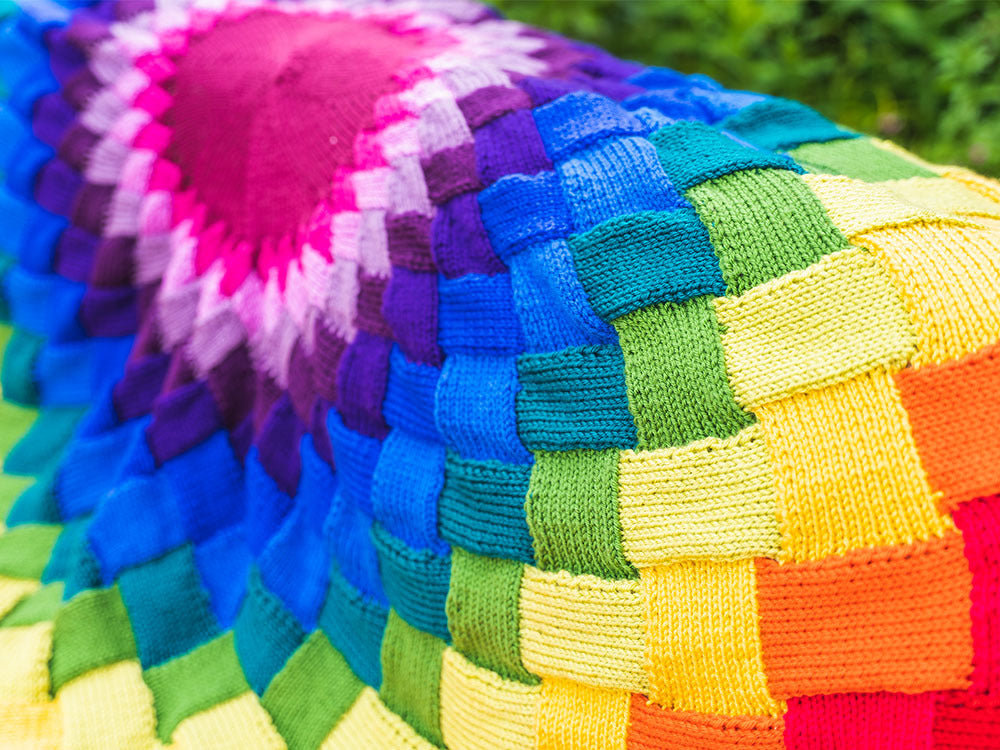 Deramores Entrelac Rainbow Blanket Knitting Pattern