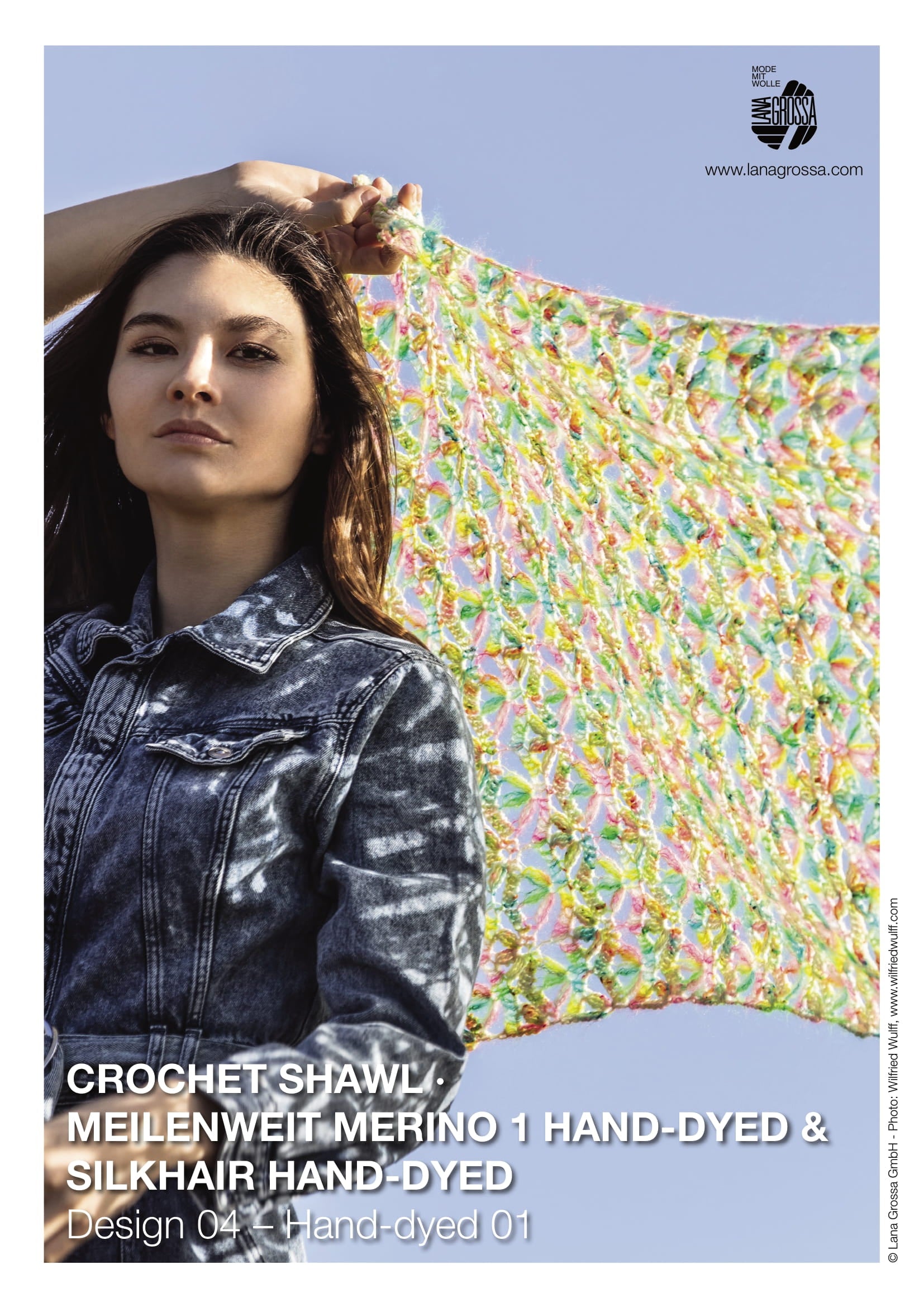 Lana Grossa Crochet Shawl in Meilenweit Merino Hand-Dyed & Silkhair Hand-Dyed