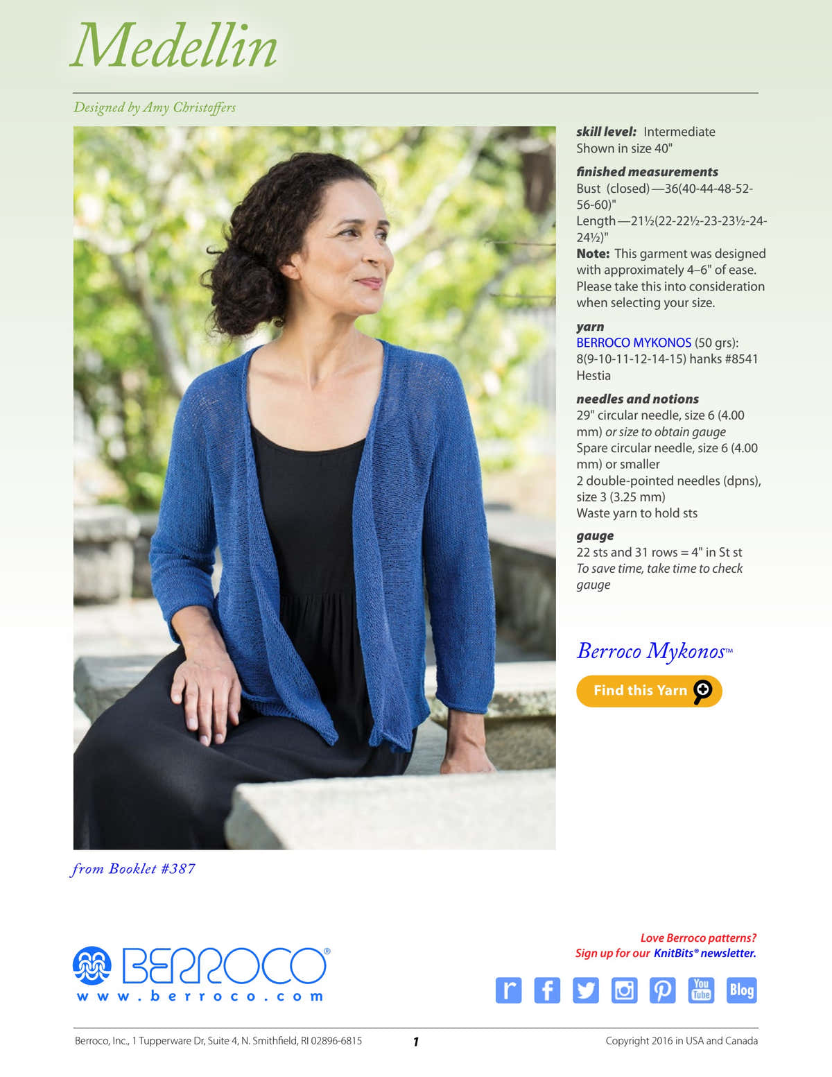 Berroco Medellin Cardigan Knitting Pattern