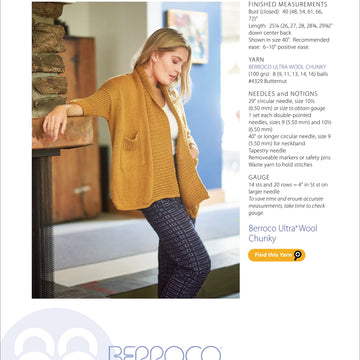 Berroco Keeler Cardigan Knitting Pattern