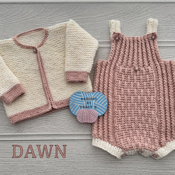 Dawn Baby Romper, Cardigan & Booties knitting pattern 0-6mths