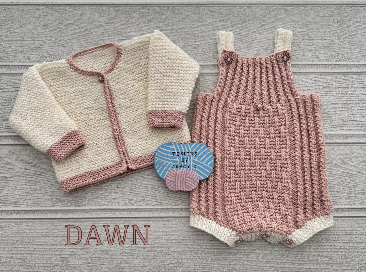 Dawn Baby Romper, Cardigan & Booties knitting pattern 0-6mths