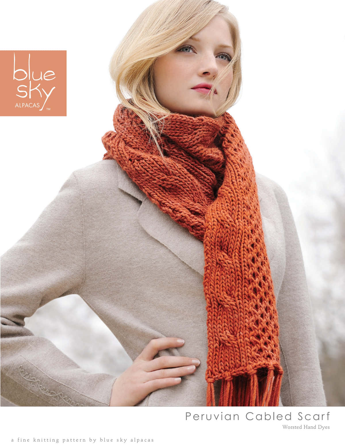 Blue Sky Fibers Peruvian Cabled Scarf Knitting Pattern