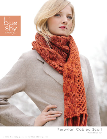 Blue Sky Fibers Peruvian Cabled Scarf Knitting Pattern