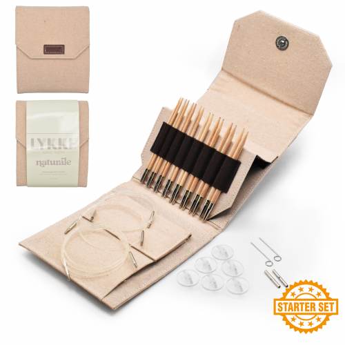 Lykke Naturale 5" Interchangeable Needles Starter Set in Beige Jute Color