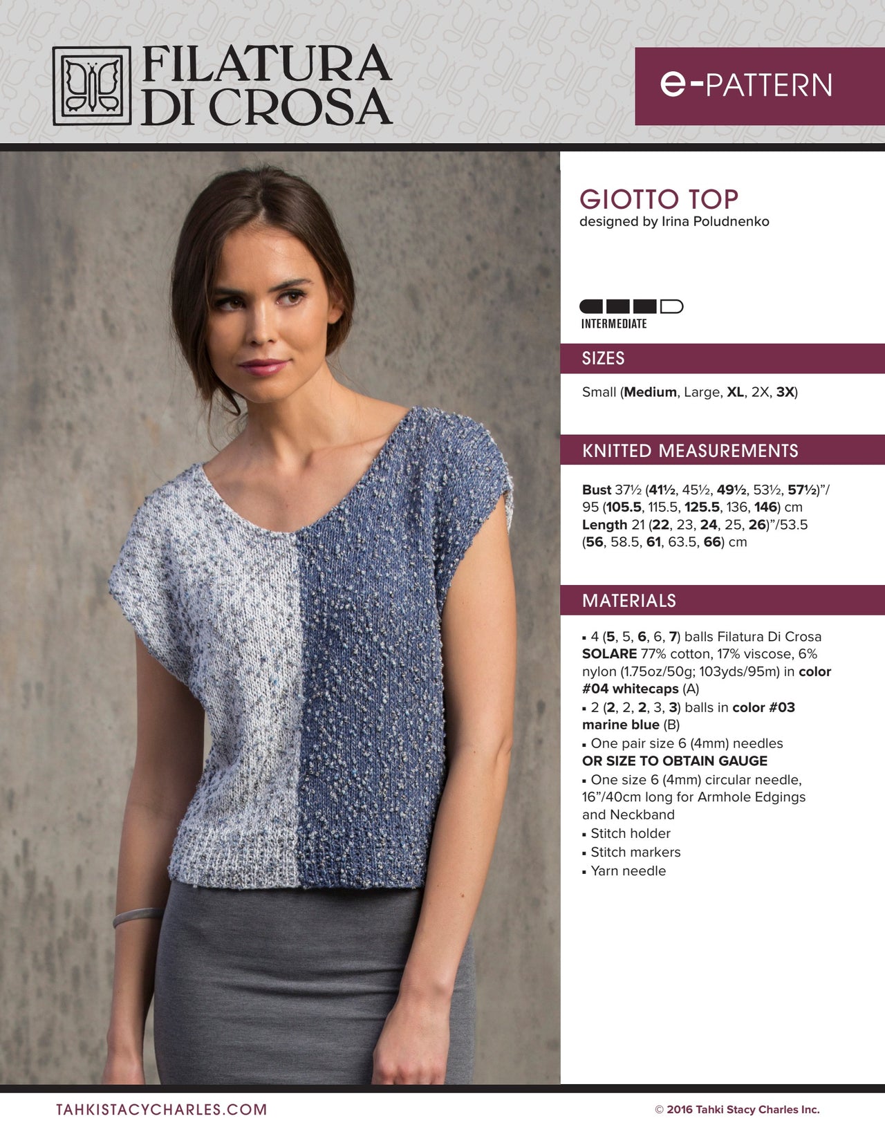 Filatura Di Crosa Giotto Top Jumper Knitting Pattern