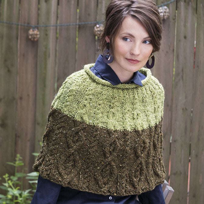 Tahki Yarns Cruiser Cabled Colorblock Capelet Knitting Pattern