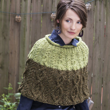Tahki Yarns Cruiser Cabled Colorblock Capelet Knitting Pattern