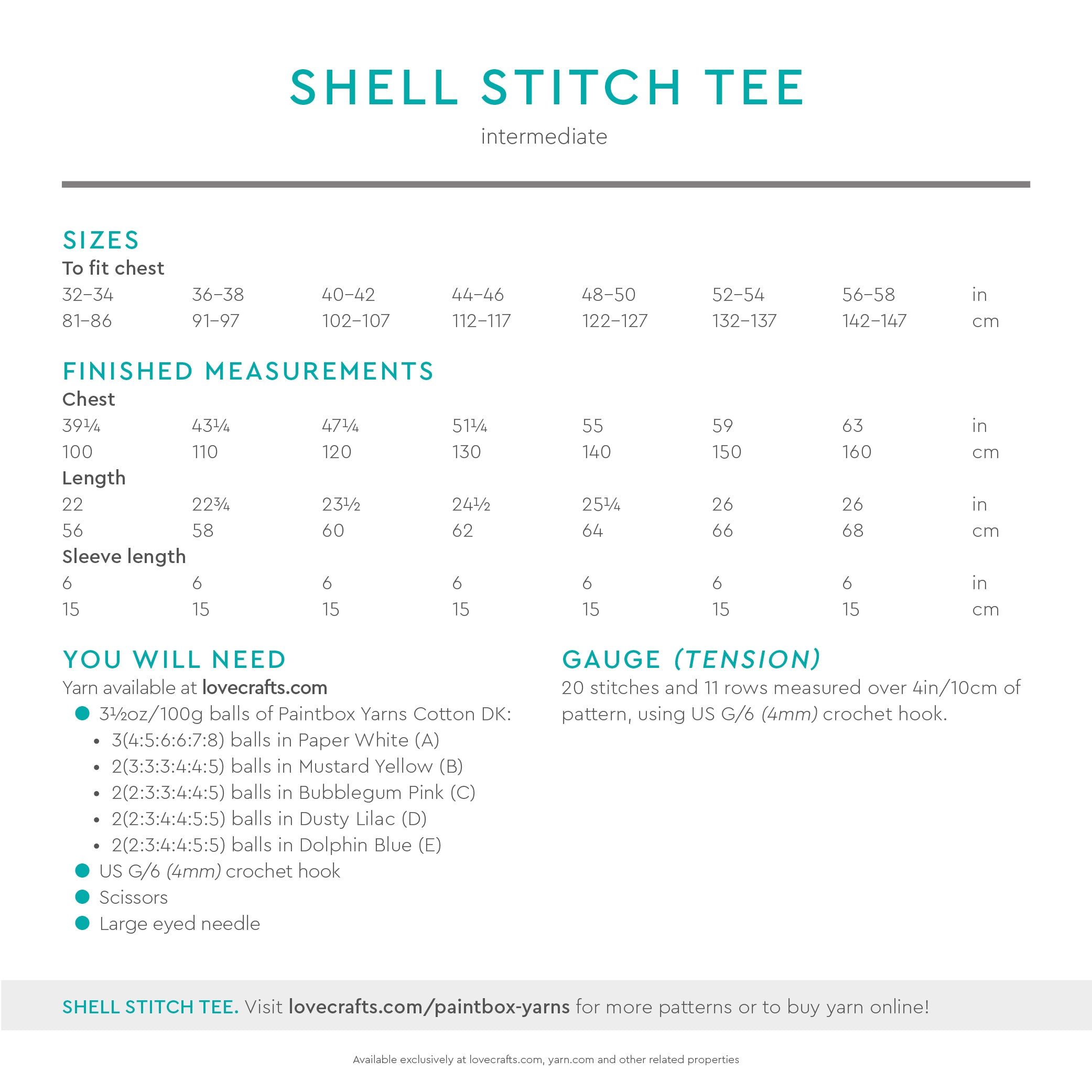 Paintbox Yarns Shell Stitch Tee Crochet Pattern