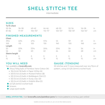Paintbox Yarns Shell Stitch Tee Crochet Pattern