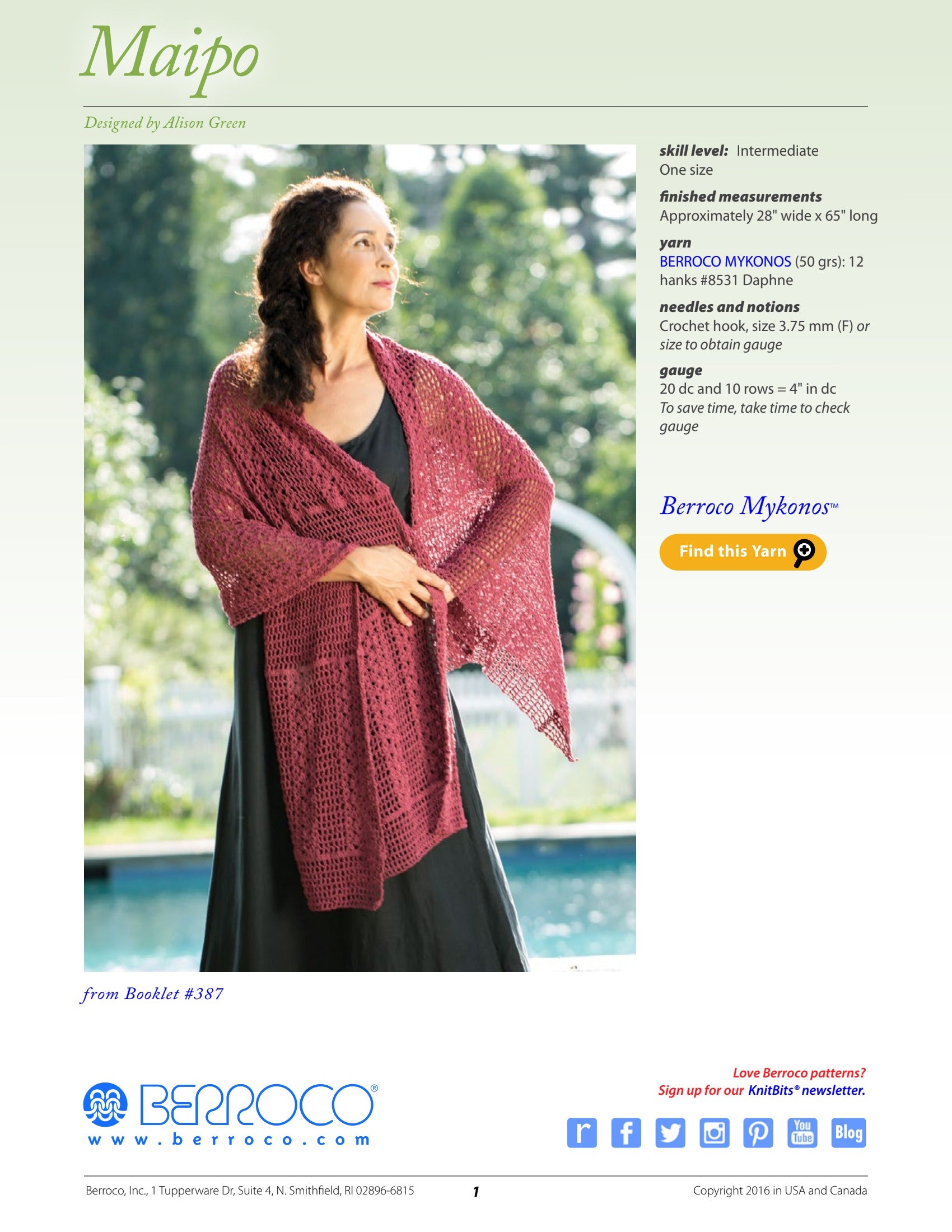Berroco Maipo Shawl Crochet Pattern