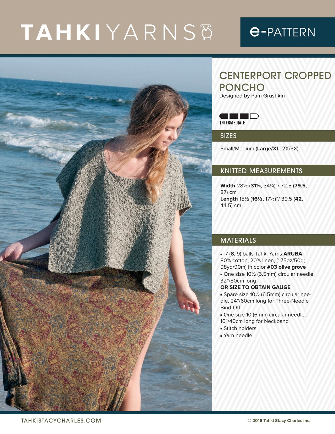 Tahki Yarns Centerport Cropped Poncho Knitting Pattern