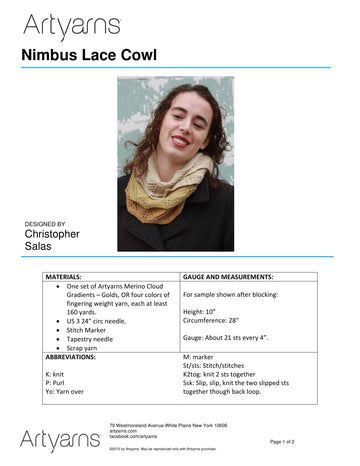 Christopher Salas Nimbus Lace Cowl Knitting Pattern