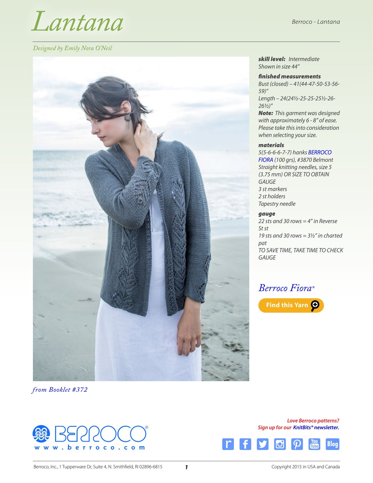 Berroco Lantana Cardigan Knitting Pattern